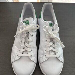 adidas White Leather Sneakers with Green Heel Tab
